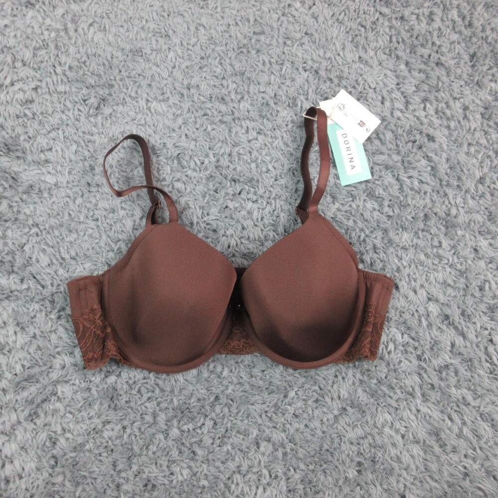 Dorina Bra Womens 40C Brown Adele Demi Lace Underwire Padded Cups Hook Back NWT
